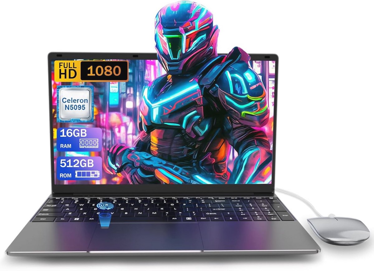 Laptop 15.6 inch met 16GB RAM en 512GB SSD voor dagelijks gebruik