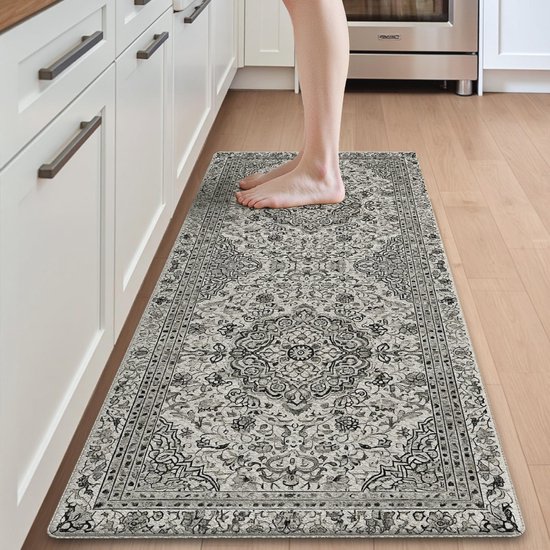 Loper, lang, 60 x 220 cm gangloper, keuken, antislip wasbare halloper, smalle tapijten, antislip absorberend binnentapijt, gangloper, vloerkleed voor keuken, slaapkamer, wasruimte entree