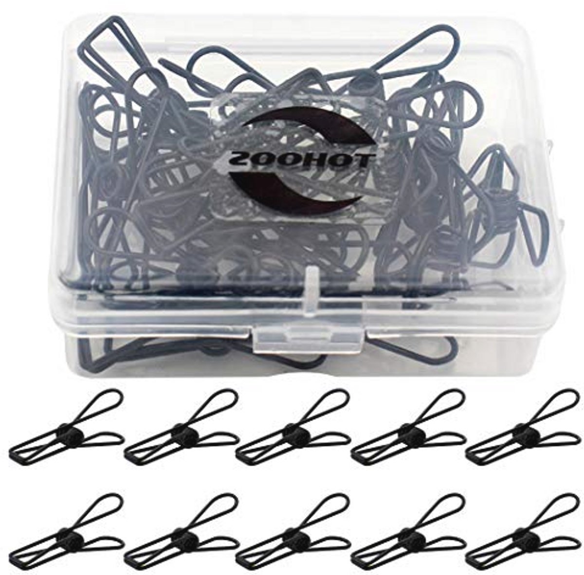 Set van 25 multifunctionele zwarte metalen clips voor waslijnen