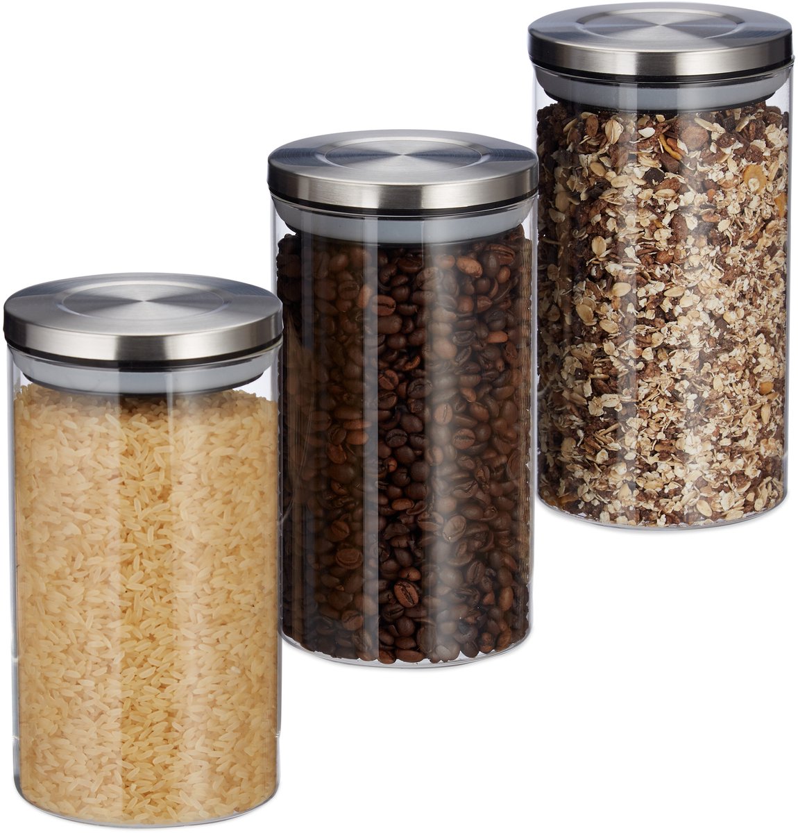 Voorraadpotten - glas - transparant - 1 l - 6 stuks