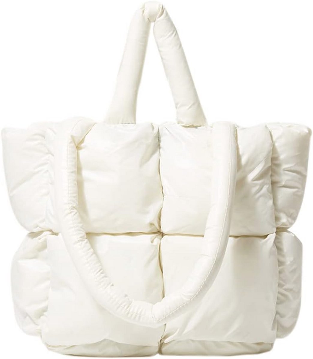 Lichte Gewatteerde Tote Bag voor Vrouwen - Zachte Puffy Handtas voor Winter