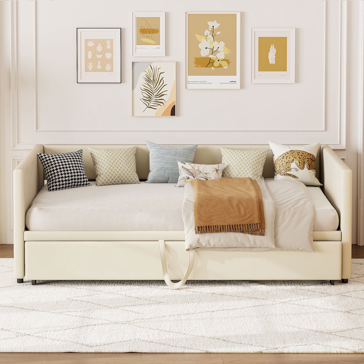 ROSAHQNDA Opklapbare bank, slaapbank, gestoffeerd bed, 90/180*200 cm, 2-in-1 bank met lattenbodem, multifunctioneel bed, fluwelen stof, grijs/beige