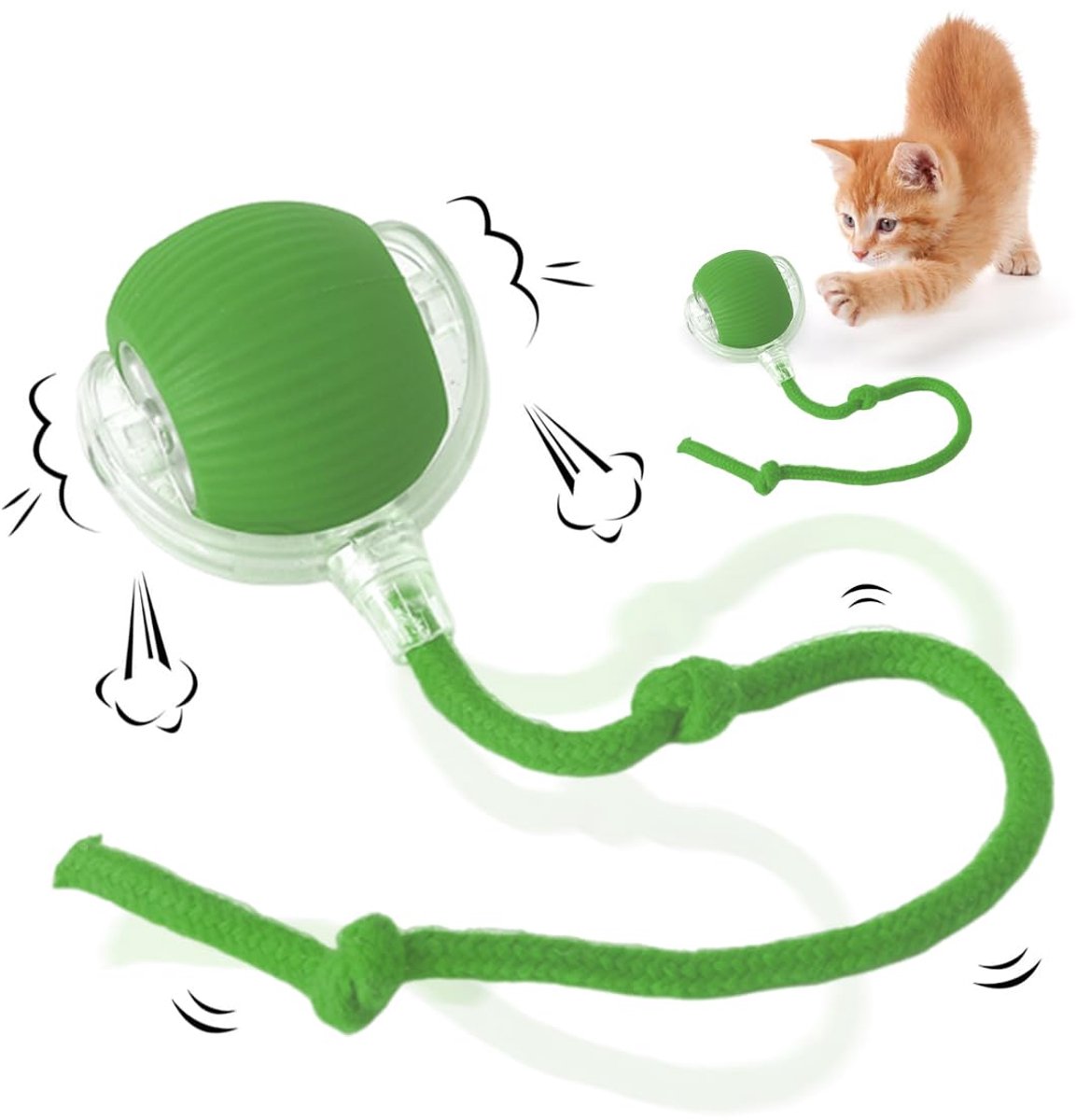 IMPERATORIS® Elektrisch Kattenbalspeelgoed – Interactief Kattenspeeltje / Automatisch Rollend Slim Speelgoed voor Katten – Oplaadbaar – Voor Interactief Spelen Binnenshuis – Geschikt voor Tapijt – 1 stuks