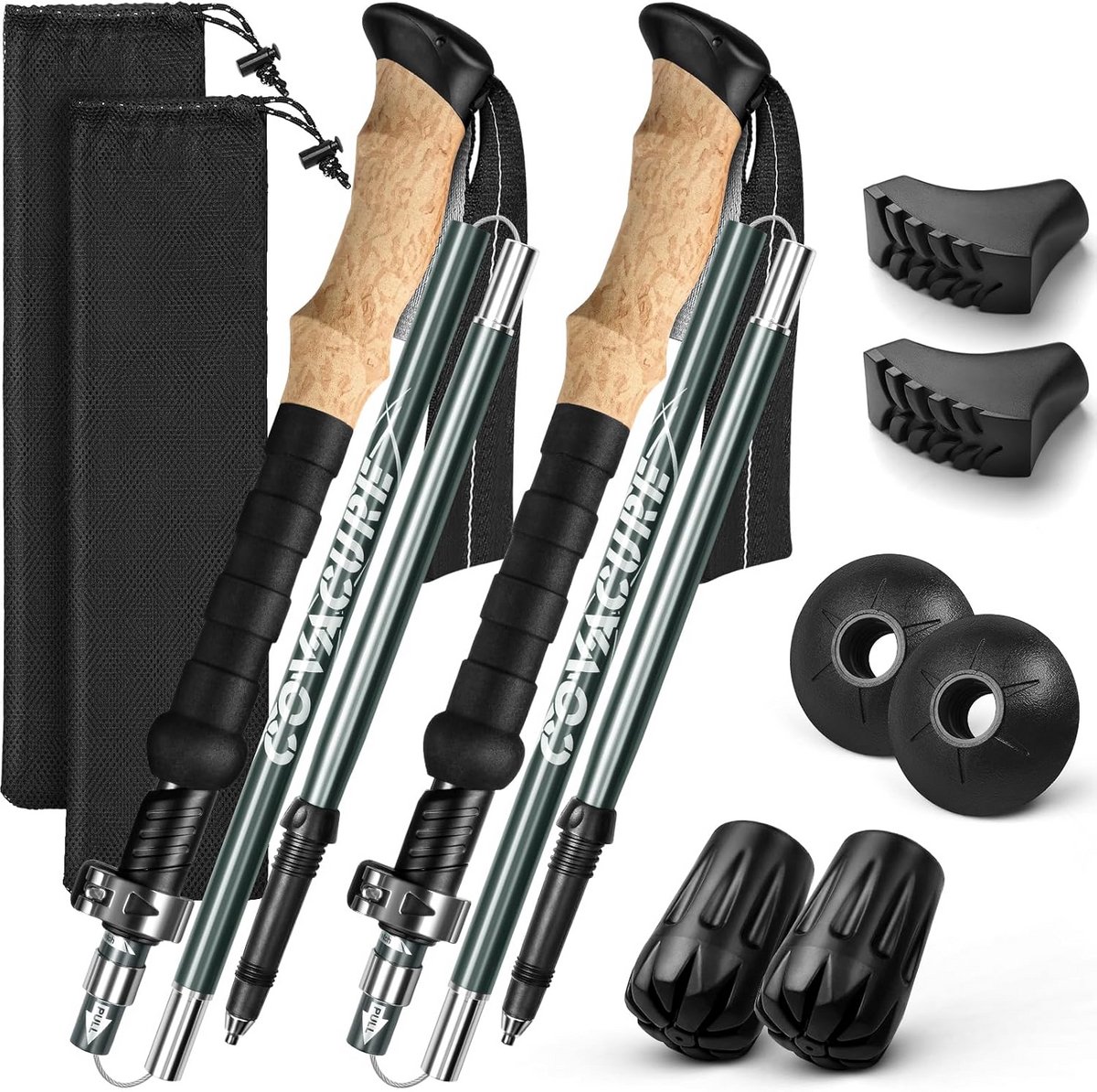 Opvouwbare Trekkingstokken Ultralight Aluminium 2 Stuks Verstelbaar voor Wandelen en Senioren