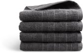 DoubleLife Handdoeken 50x100 cm - Set van 4 - 100% Katoen, waarvan 50% Gerecyclede Katoen - GRS Gecertificeerd - Anthracite