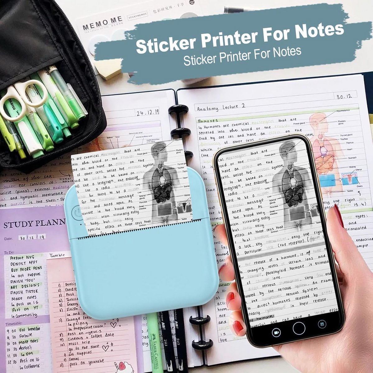 Draagbare Mini Thermische Printer voor Foto's en Labels - Bluetooth, Inktloos - Inclusief 10 Papierrollen