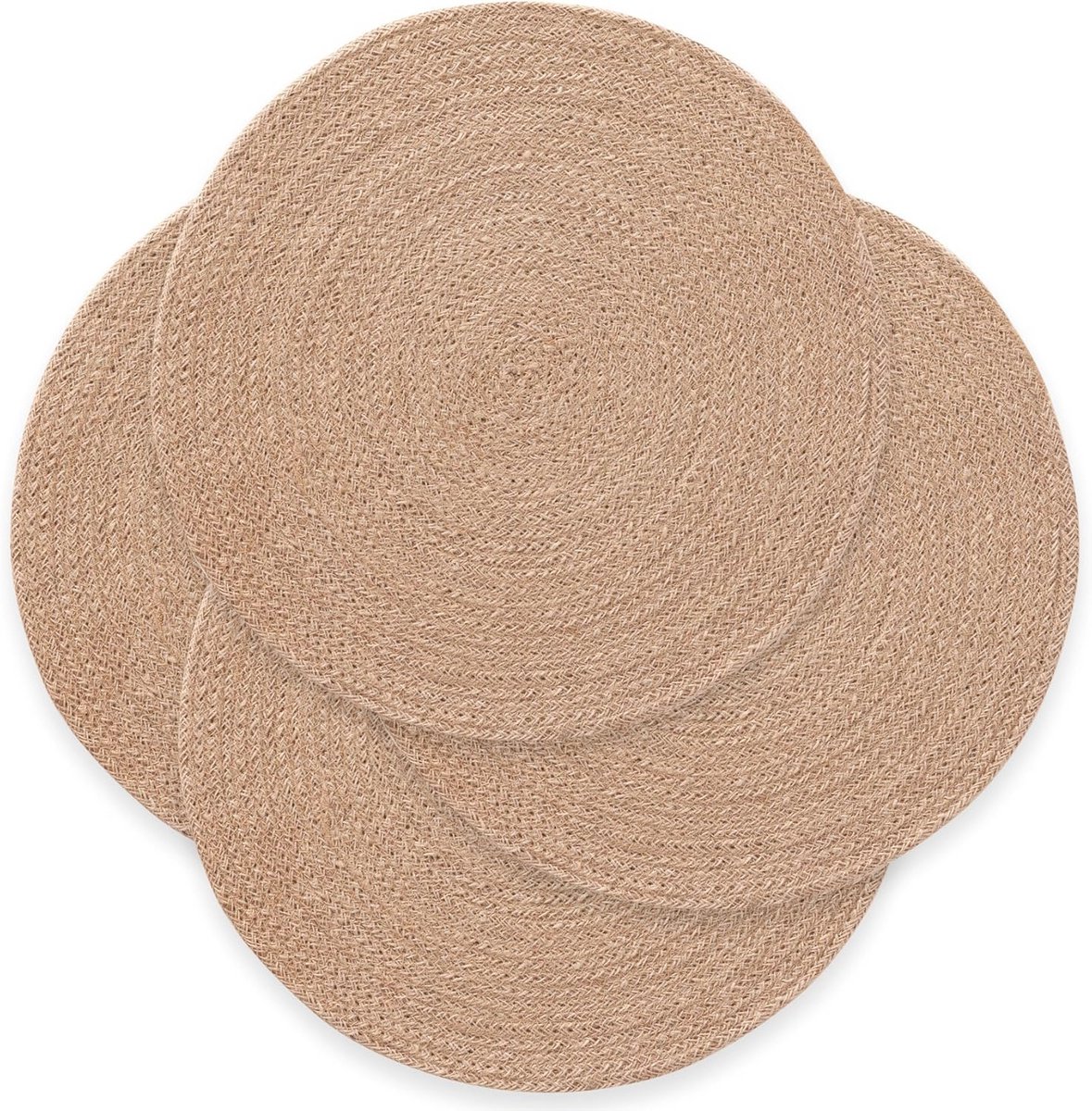 Ronde Jute Placemats 25 x 25 cm, Set van 4, Natuurlijke Elegantie voor Tafel