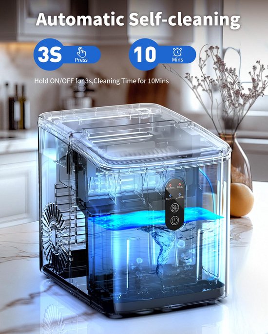 Draagbare IJsblokjesmachine - Produceert Snel IJs in 2 Formaten - Zelfreinigend en Stil — afbeelding 4