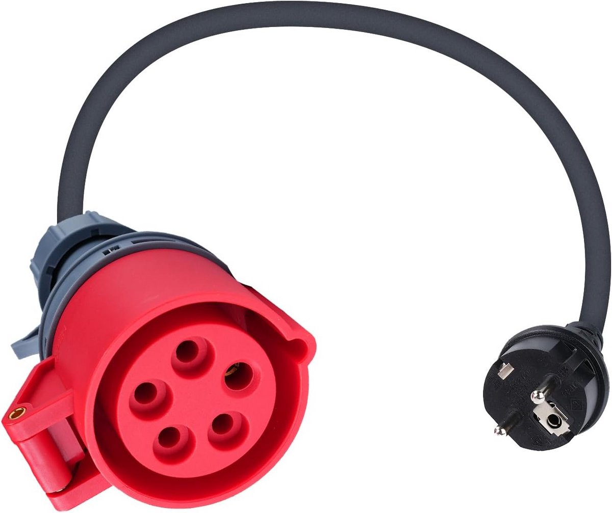 Adapter van Schuko op CEE 16A 230V - 0.5 m kabel, IP44, geschikt voor elektrische voertuigen