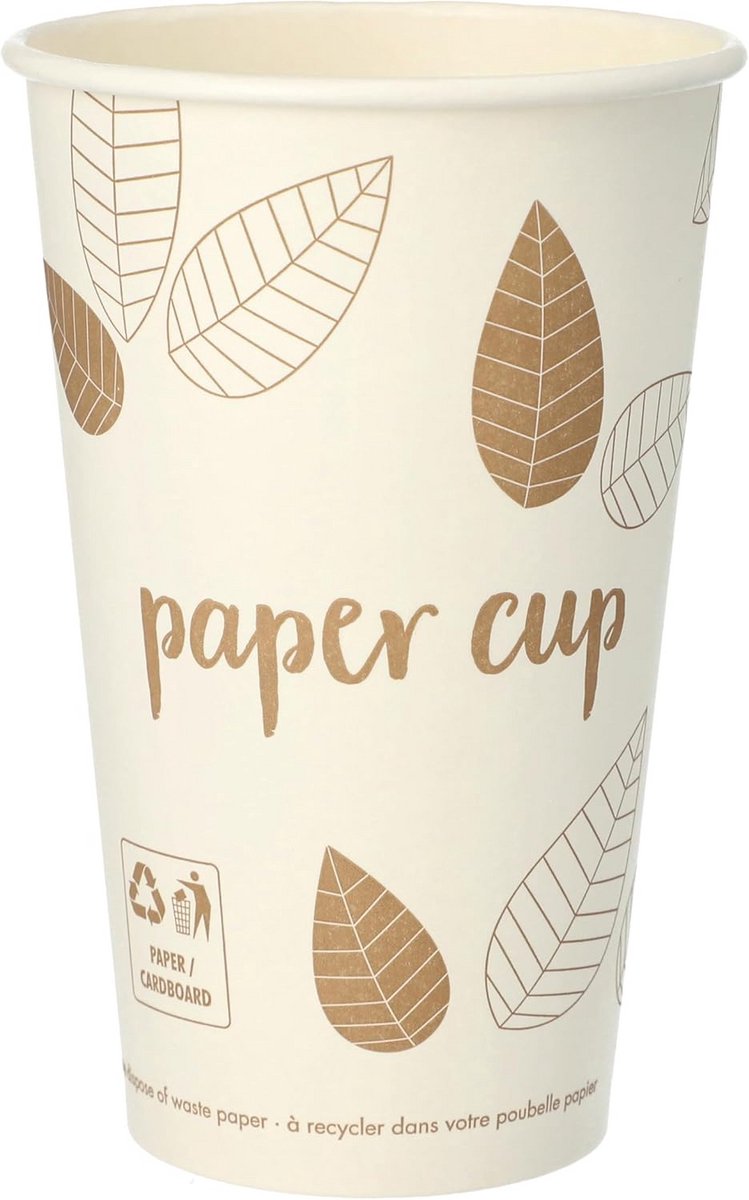 Papstar Pure 50 0,4l Kartonnen Drinkbekers - 100% Recyclebaar voor Warme & Koude Drank - Milieuvriendelijk voor Kantoor, Feest & Catering