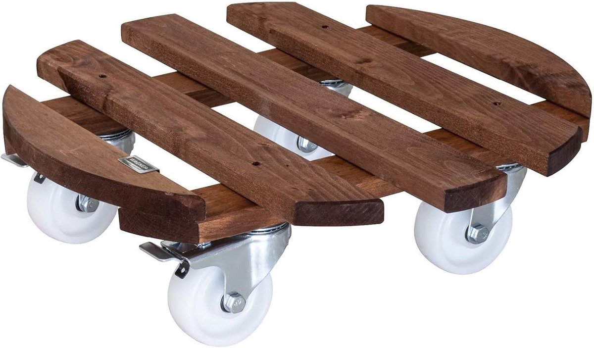 Plantenroller Grote Diameter 45 cm - Stevige Potroller van Massief Hout voor Binnen en Buiten - Laadvermogen 250 kg