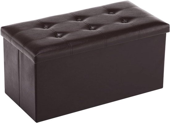 Corium Opbergbank met gewatteerde zitting 118x37x43 cm met opbergruimte zwart