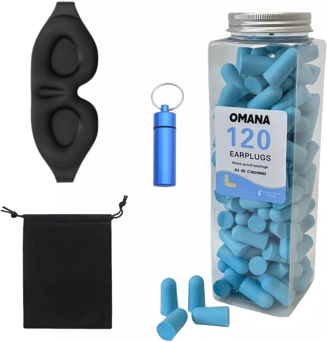 Oogmasker en oordopjes set - essentiële slaapaccessoires voor onderweg