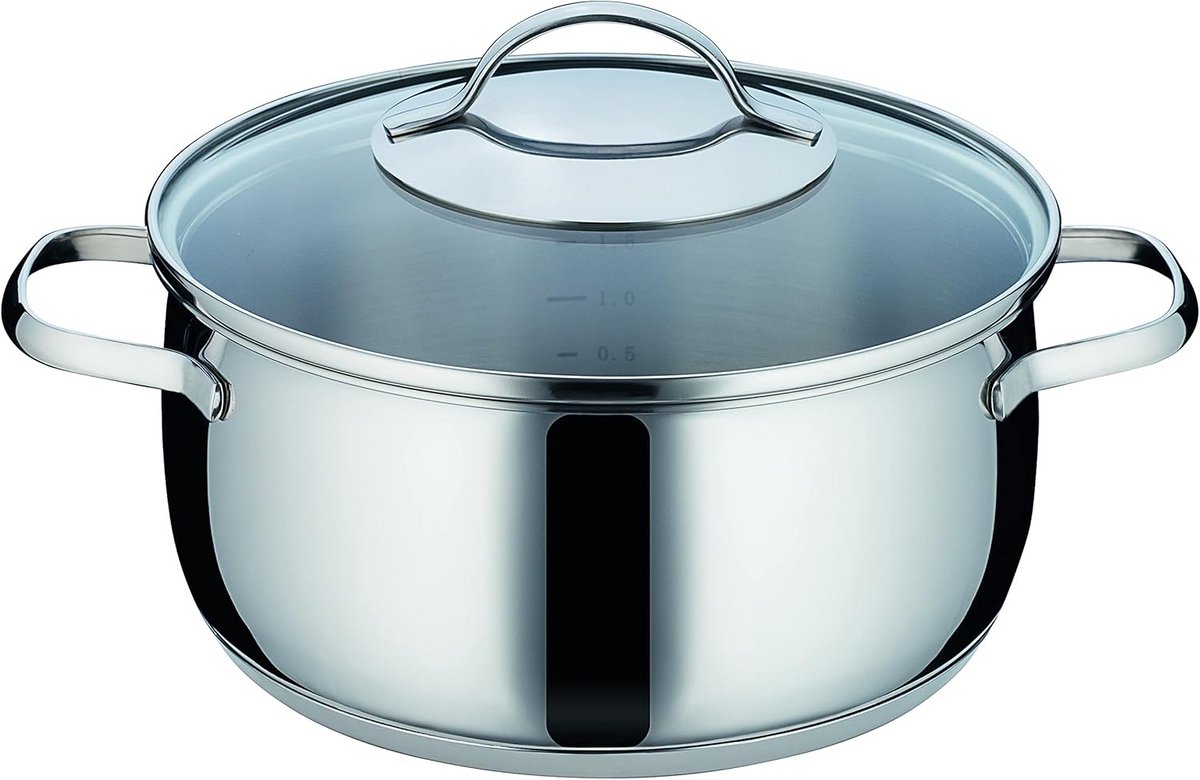 Braadpan roestvrij staal 16 cm met deksel 1,5 liter inhoud TORRANO