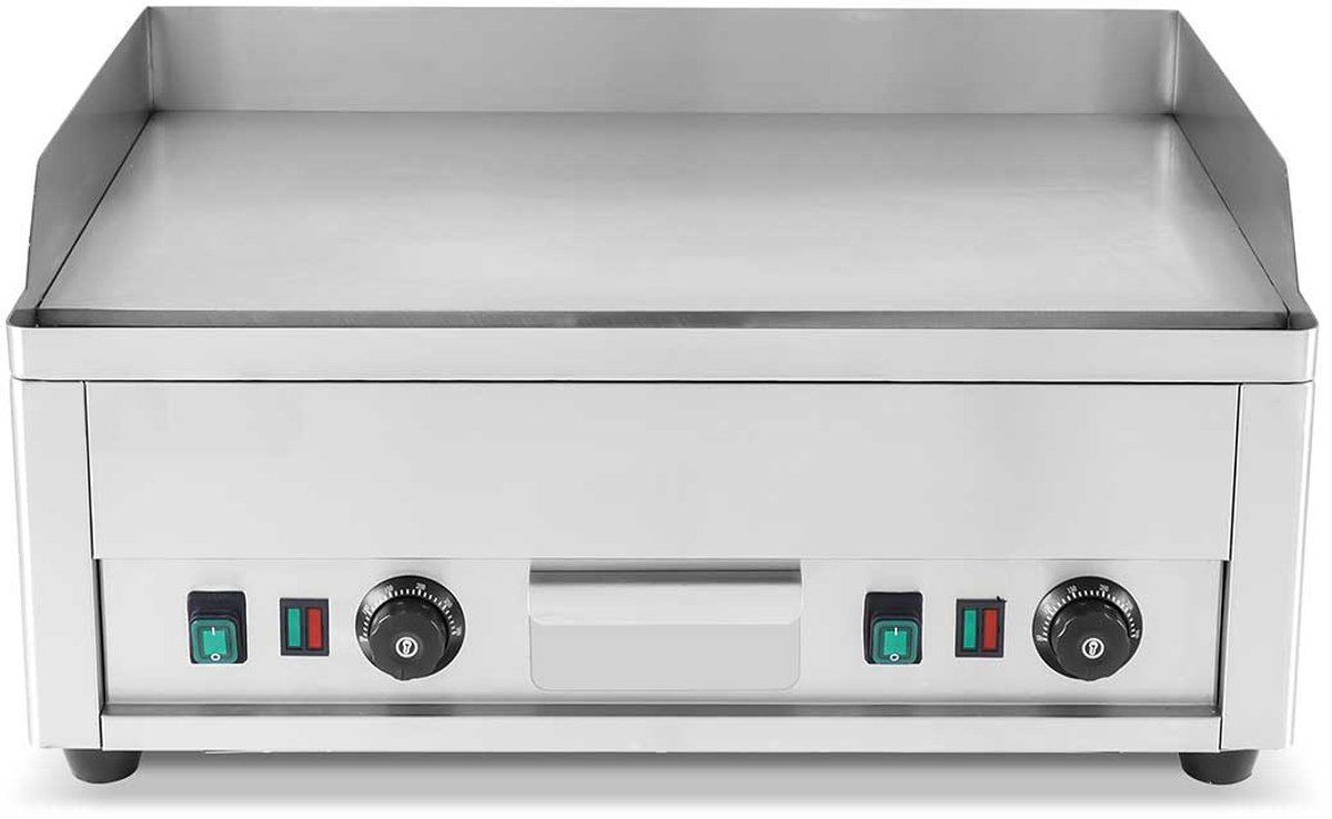 HCB® - Professionele Horeca Bakplaat - glad - 400V - RVS / INOX - Electrisch Teppanyaki Grill apparaat - 50x66x31 cm (DxBxH) - 23 kg - 8505