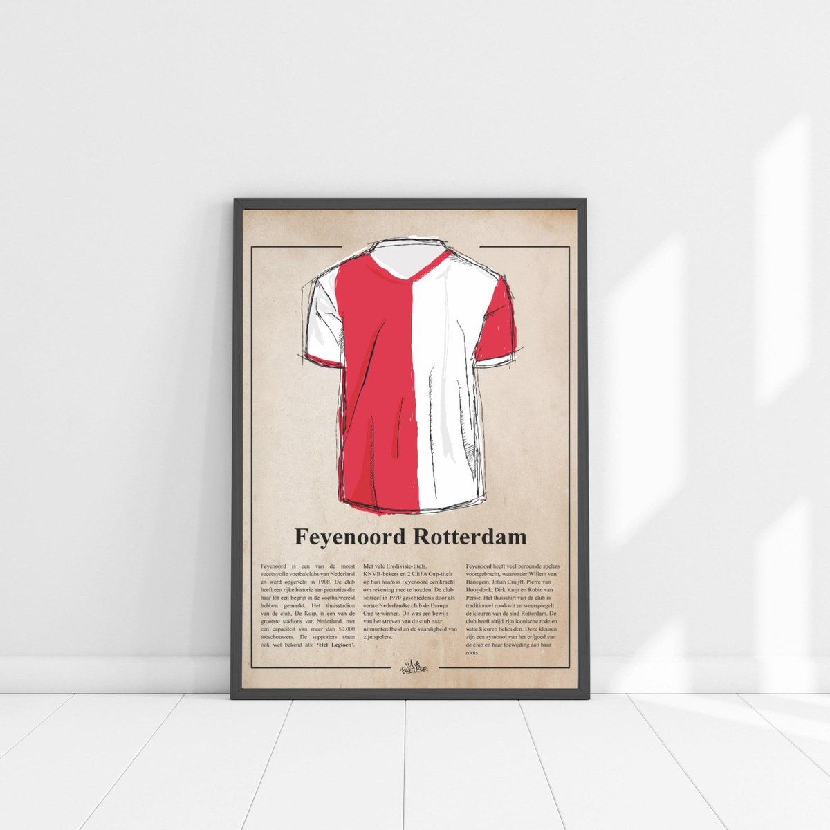 Feyenoord shirt art - Meerdere kleuren - Poster 60 x 80 cm Zw