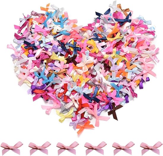 60x Baby Roze Satijnen Lint Strikjes – 5.08x6.35cm – Zelfklevend Met Dubbelzijdige Tape – Voor Cadeaus, Traktatiezakjes & Feesten
