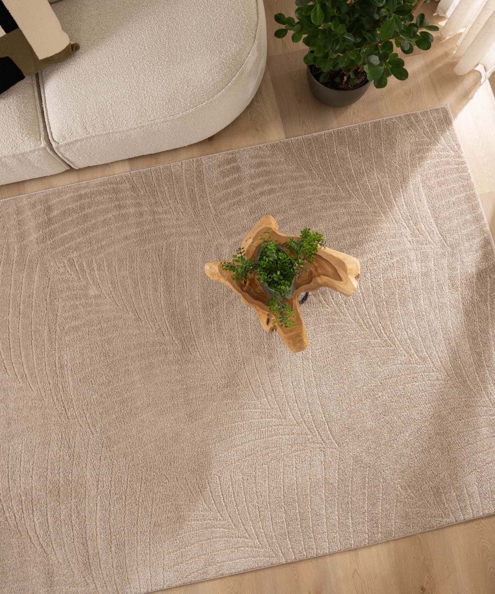 Scandinavisch vloerkleed - Contour Leaf beige 100x150