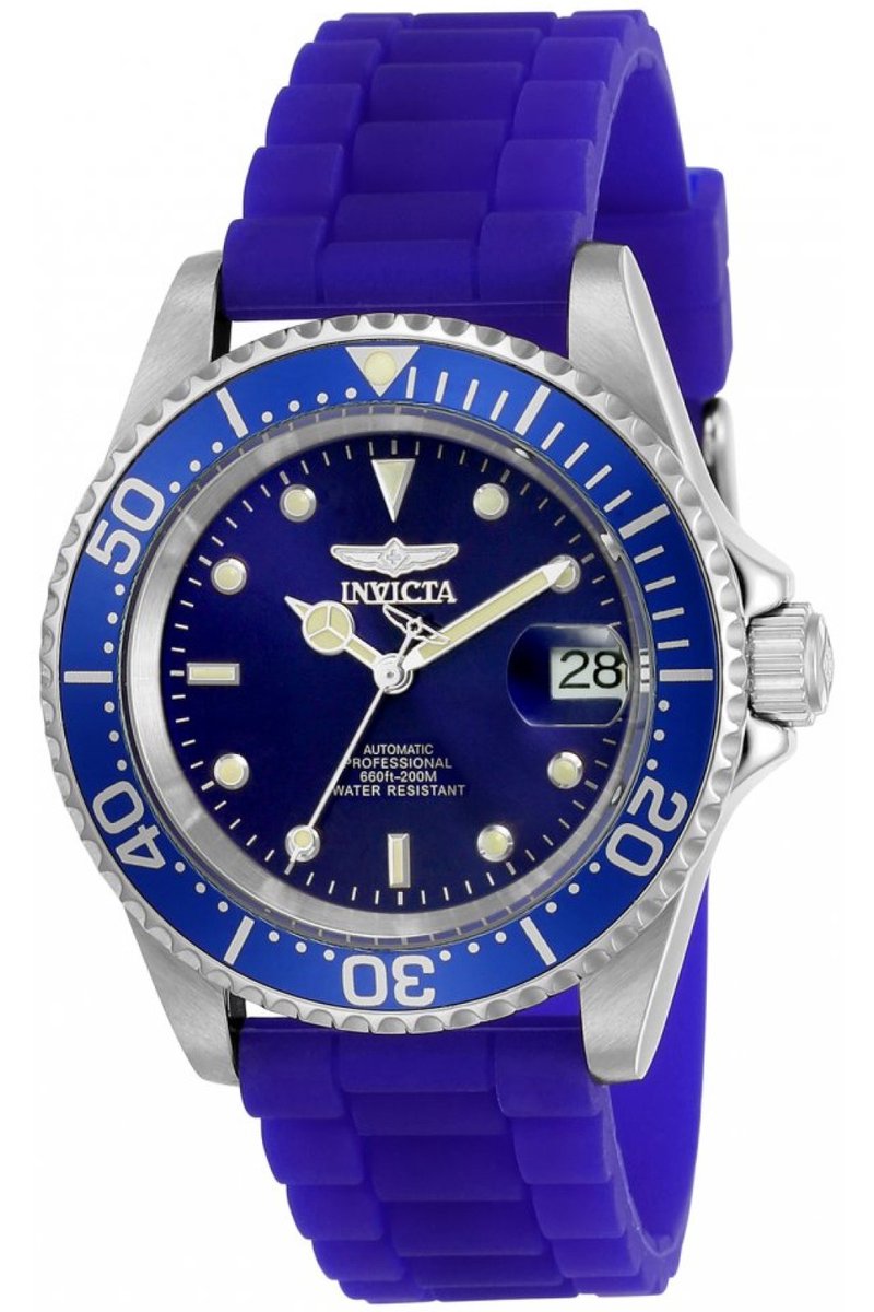 Invicta Pro Diver 23679 Heren Horloge - Waterdicht - Analoog - Automatisch Uurwerk - Roestvrij Staal met blauwe Wijzerplaat - 40mm