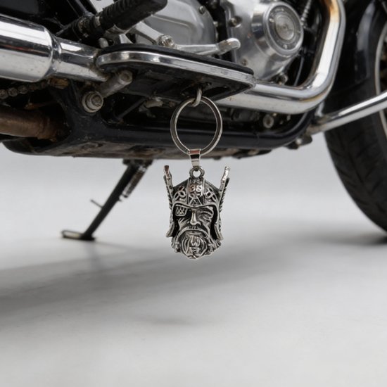 Grand X - Bell Guardian - Dieu Viking - Argent - Gremlin Bell - Porte-clés - Porte-clés Moto - Cloche Porte-Bonheur Moto - Pendentif Sac - Foi