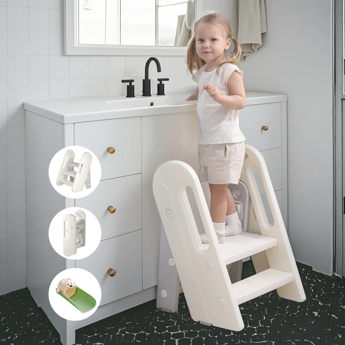 Opvouwbare kinderkruk voor badkamer en keuken - Verstelbaar en antislip