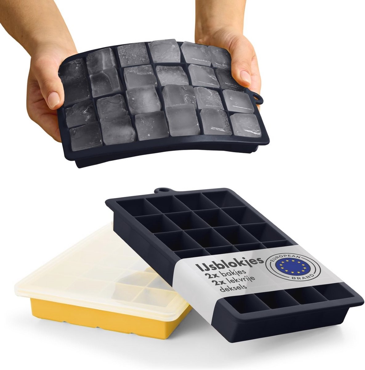 Silicone Ice Containers with Lid - BPA Free Ice Cube Tray for Easy Ice Making
