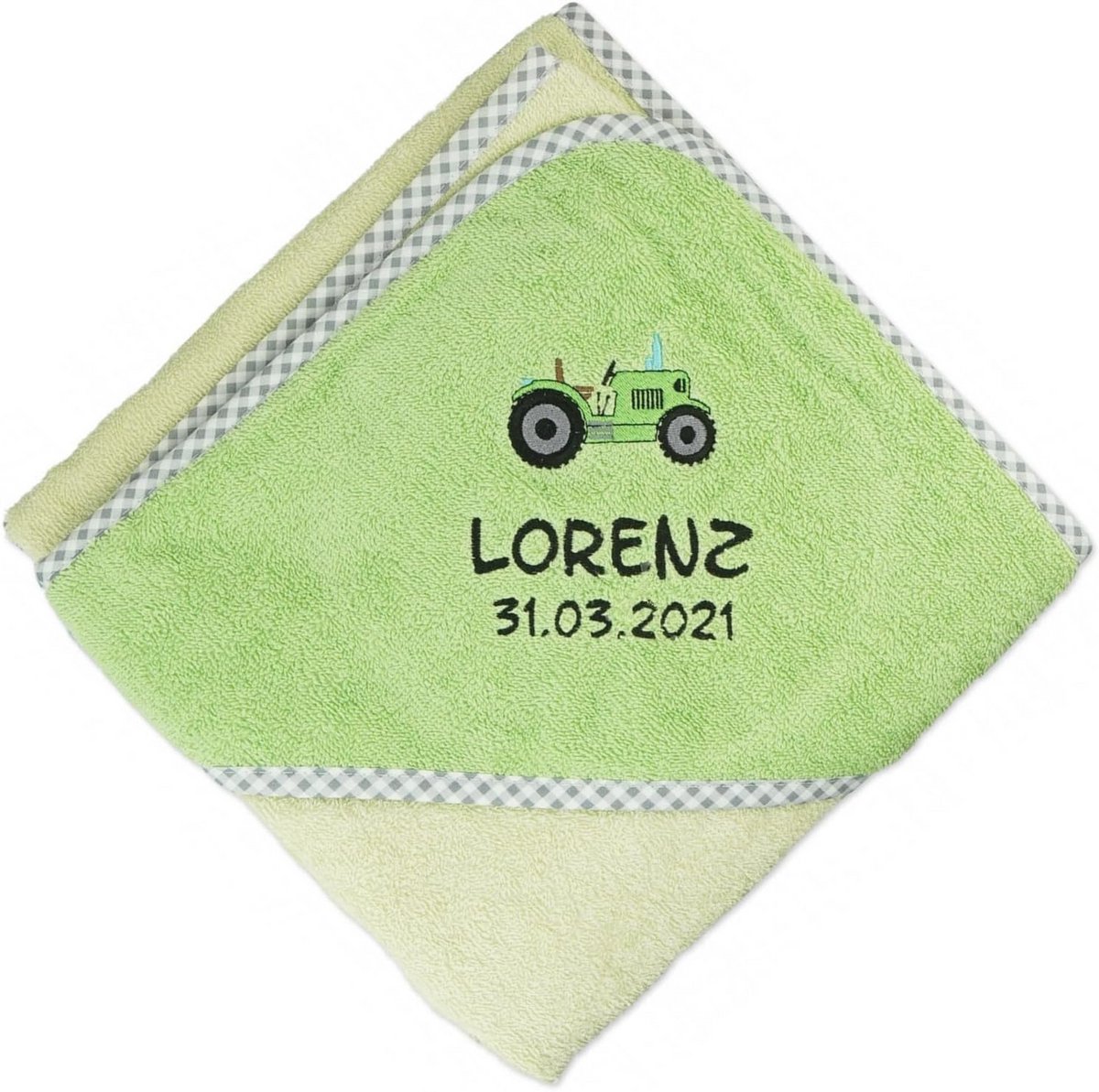 Gepersonaliseerde handdoek met capuchon - Opaal groen - 80x80 cm voor baby's en kinderen