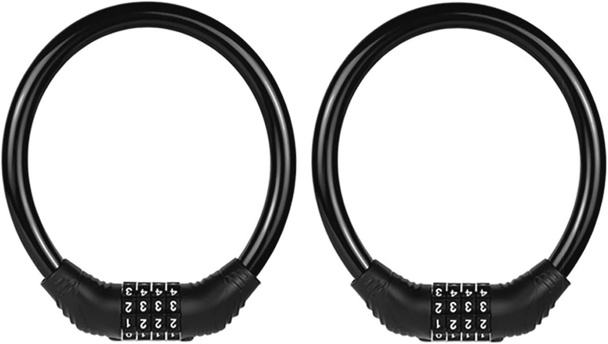 Fietsslot Kabel - Heavy Duty Anti-diefstal Beveiliging met 4-cijferige Combinatie - 2 Stuks
