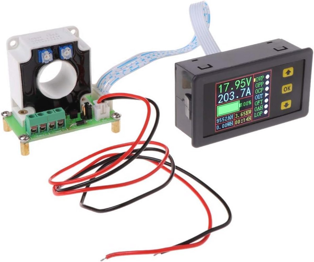 Digitale Multimeter DC 0-90 V 100 A - Voltmeter en Ampèremeter met LCD Scherm en Beschermingsfuncties
