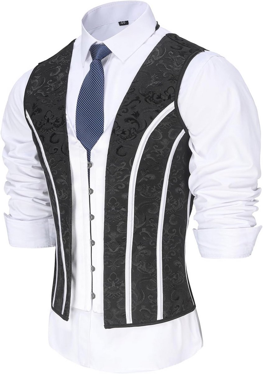 Corset Vest voor Mannen - Strak Taillevormend Jurk Vest met Vetersluiting