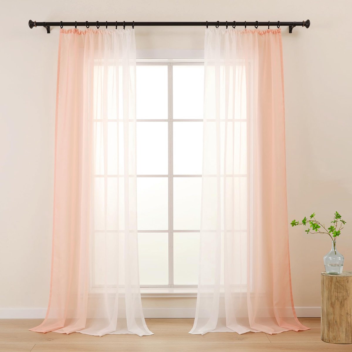 Unyqoos Transparante Voile Gordijnen met Kleurverloop voor Diverse Kamers en Decoratie roze
