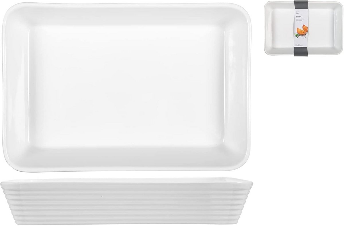 Rechthoekige ovenschotel porselein - 35x24 cm - Wit