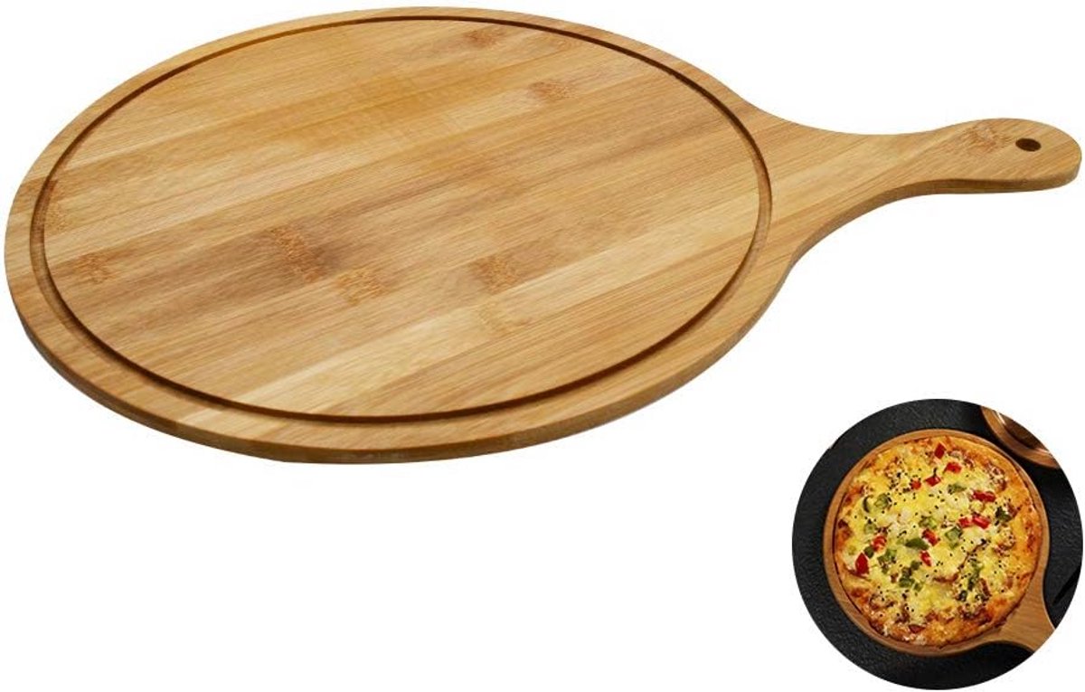 Natuurlijke bamboe pizzaplaat - multifunctionele pizzapedel voor het bakken en snijden
