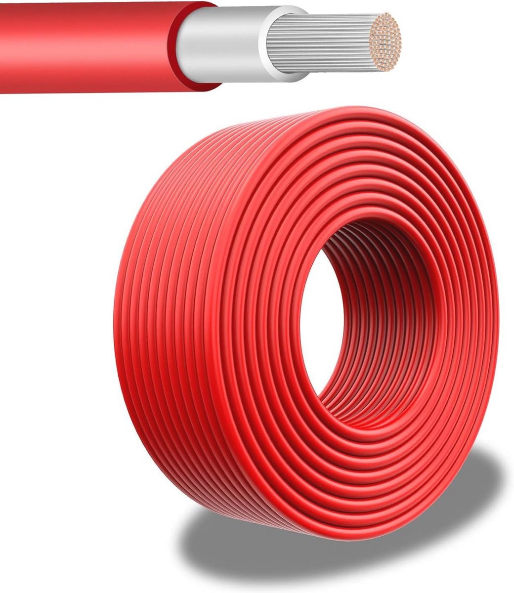 Zonnekabel 6 mm² - 30 m – UV-bestendig, flexibel en vlamvertragend voor zonnepanelen