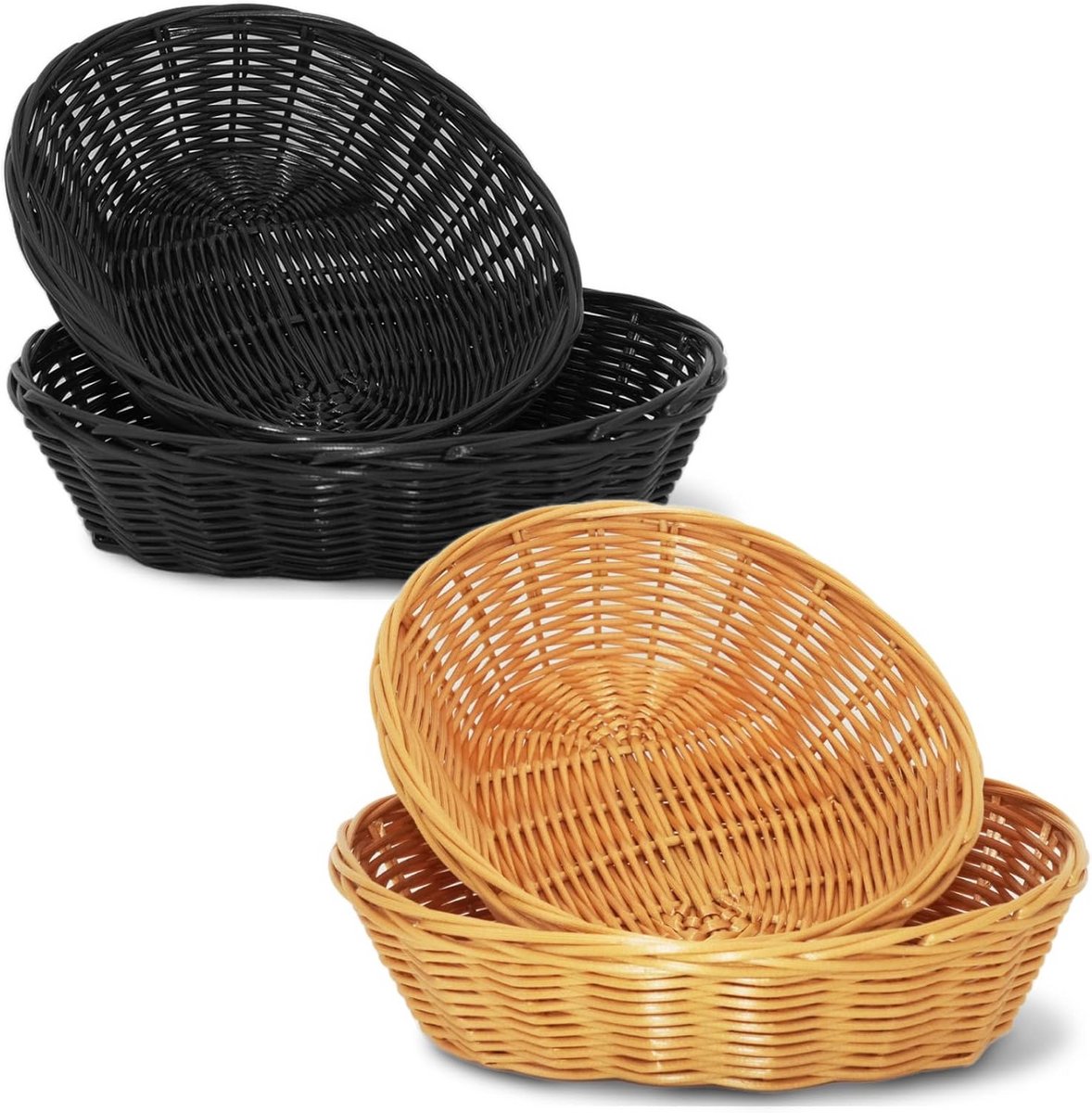 Rieten Broodmand Set van 4 - Bruin en Zwart
