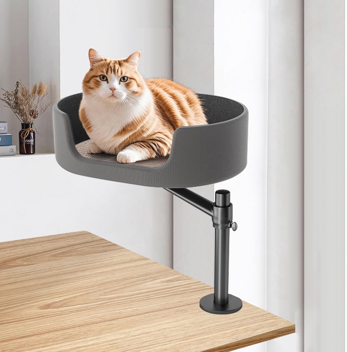 Kattenbed voor Bureau - Eenvoudig Te Monteren, Geschikt voor Katten en Kleine Honden Tot 10 kg