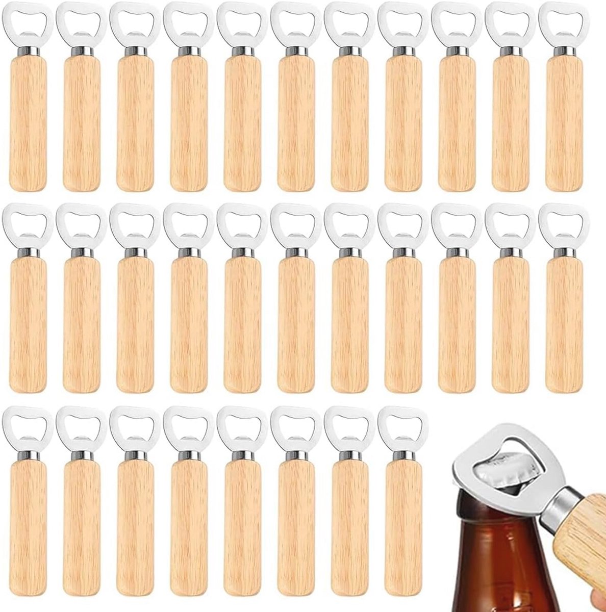 Houten Flesopener Set voor Bierliefhebbers - 30 Stuks