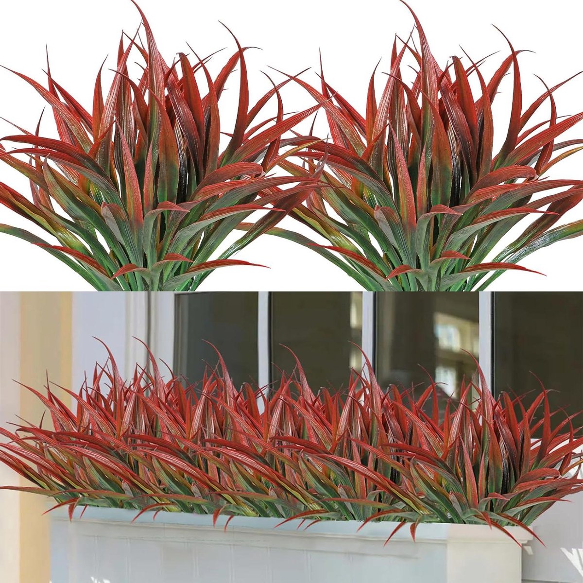 Allecta - Kunstplanten voor Thuis Tuin Patio - UV-bestendig - Nepplanten - Kunstgras - Groen - Stengels - Faux - Struiken - Zomer Decor - 16 inch - Indoor Outdoor - Opknoping Planter