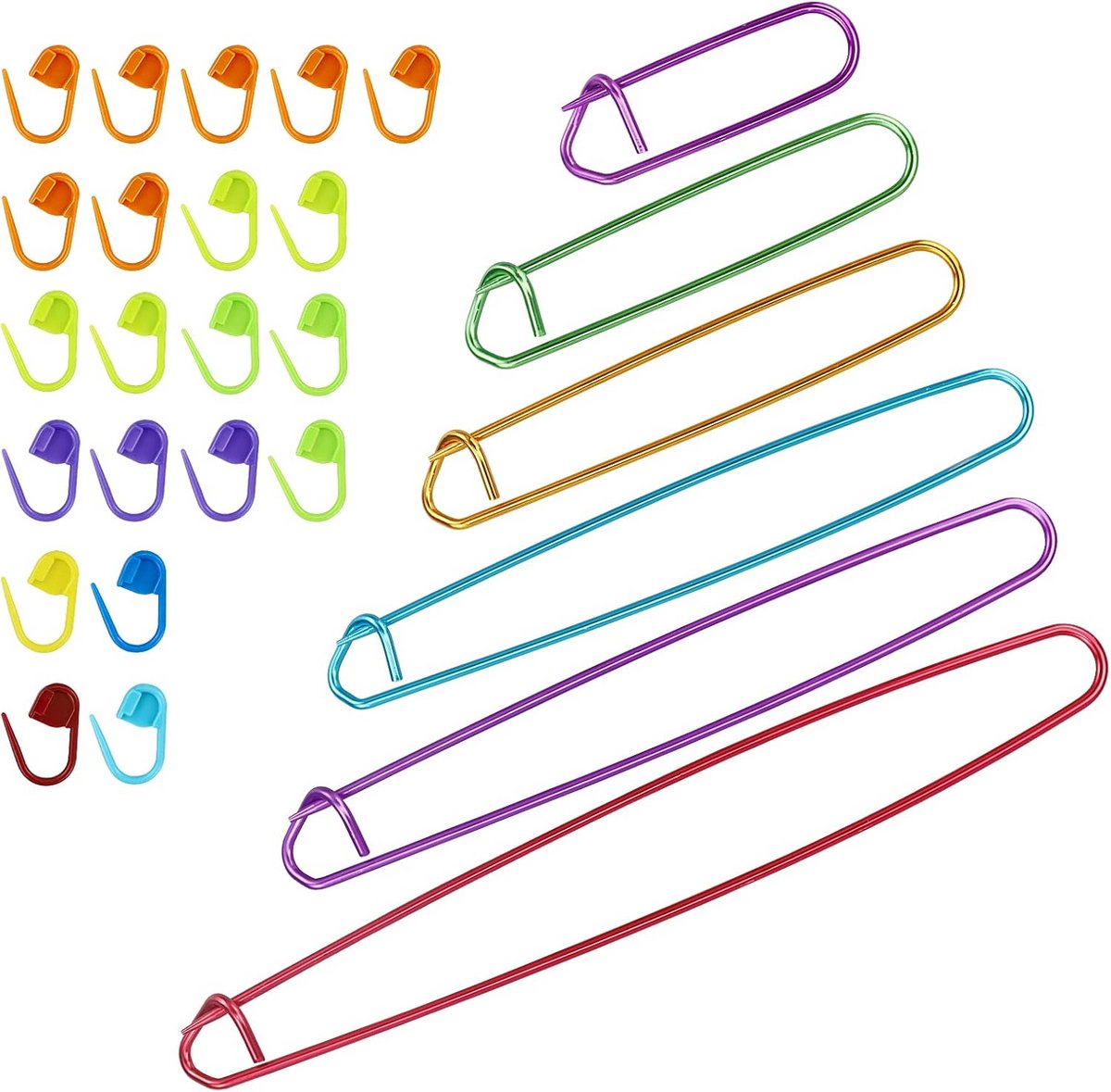 Set van 6 Aluminium Steekhouders en Markeerclips voor Breien en Haken