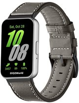 Stravo Leren Bandje - geschikt voor Samsung Galaxy Fit 3 - Leather Horlogebandje van Echt Leer - Grijs
