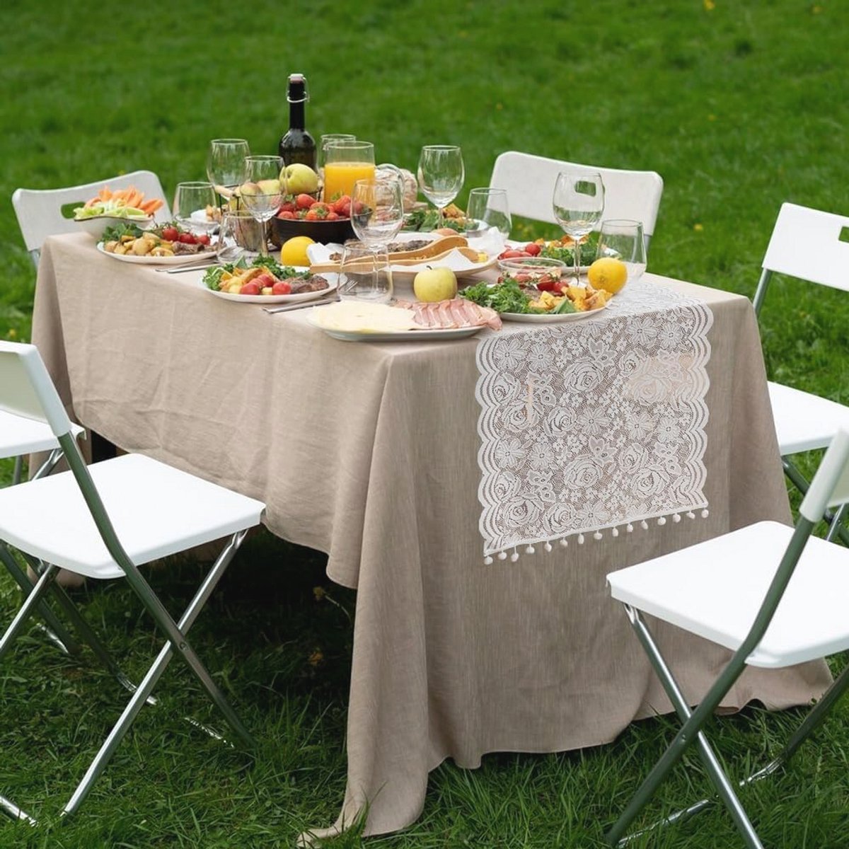 Exquisite Witte Tafelrunner 45x240cm voor Tafeldecoratie