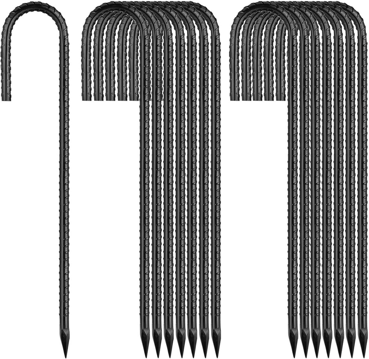 Grondhaken Heavy Duty - Tuinpalen Grondankers - Buiten Bevestigen - Anti-Roest Gecoat - 16 stuks 30 cm - Zwart