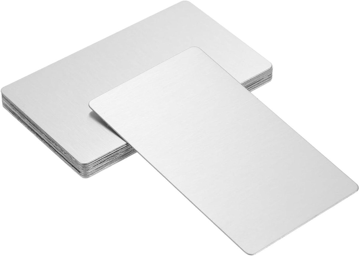 Allecta - Metalen visitekaartjes 12 stuks - Lasergravure DIY kaarten - Roestvrijstalen folie