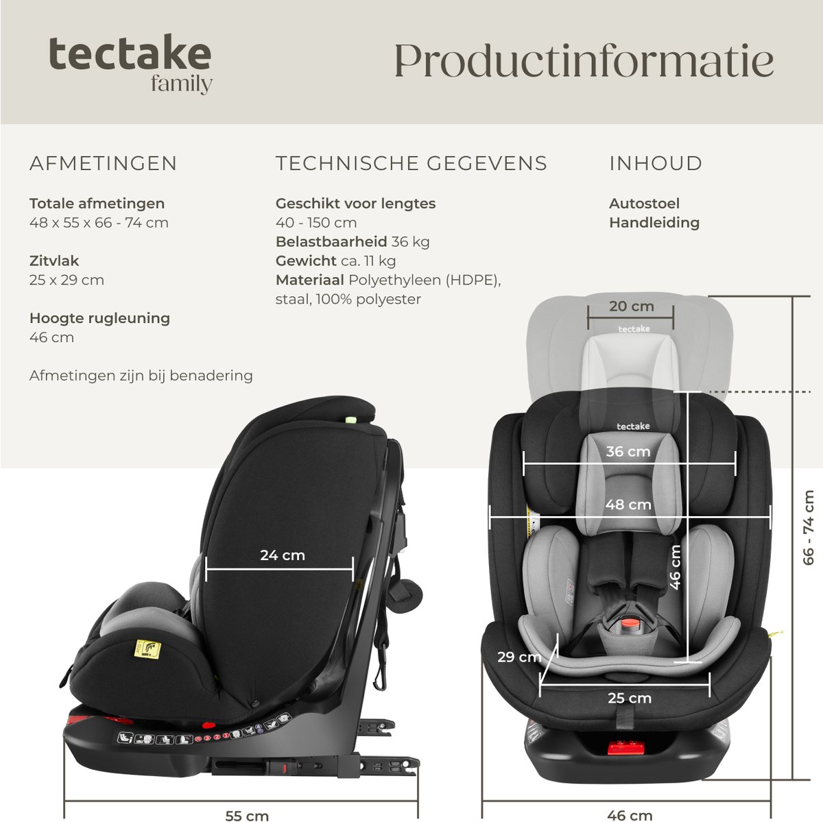 tectake Draaibare Autostoel i-Size 360° thumbnail 4
