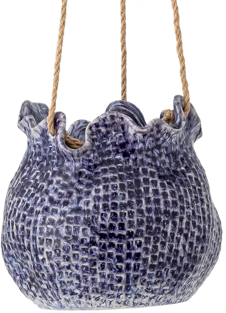 Hangbloempot aardewerk blauw Lottie 17cm