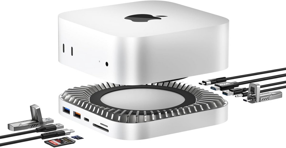 Docking Station voor Mac mini M4 met HDMI Hub en Aluminium Stand