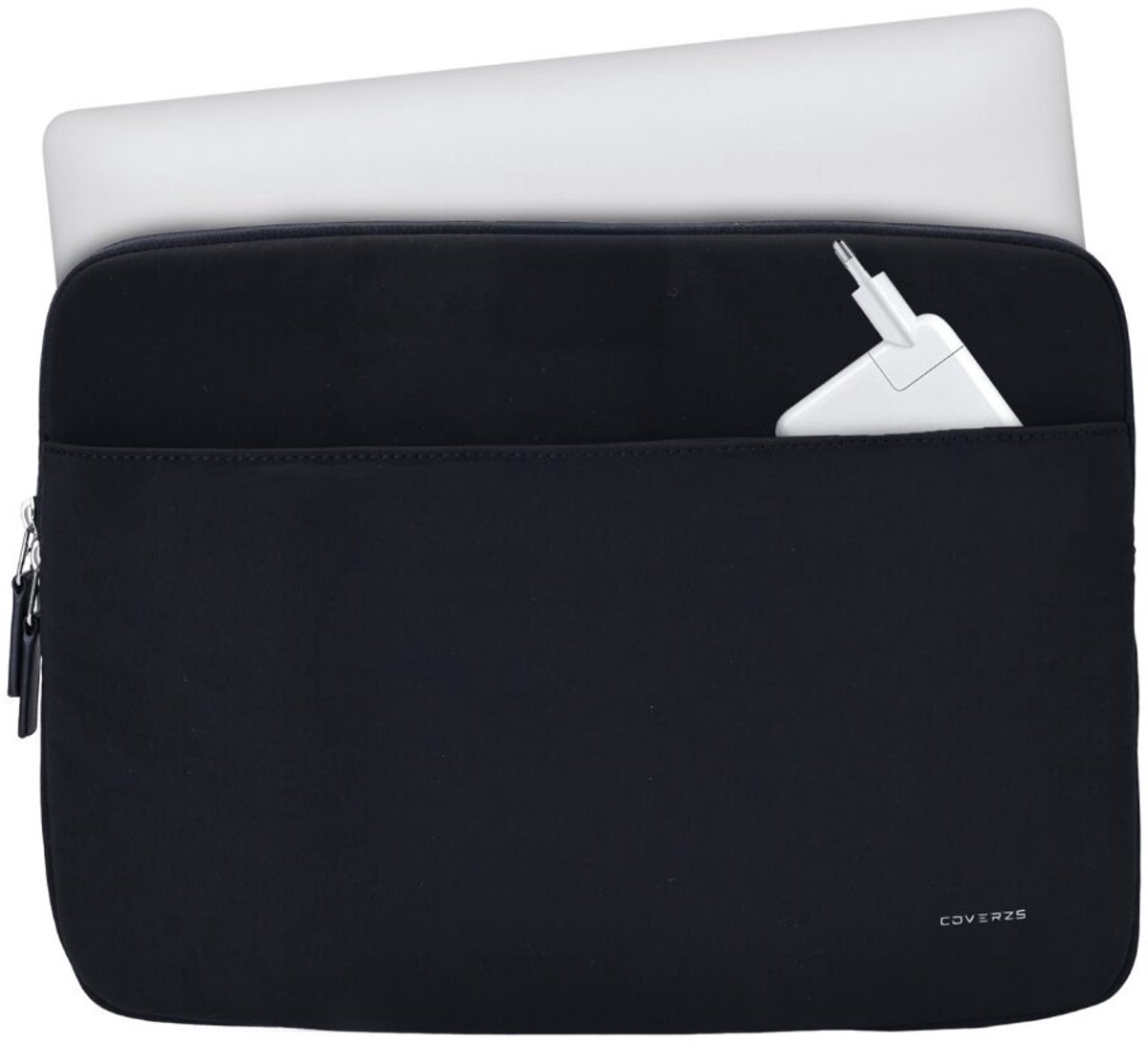 Coverzs Luxe Laptop Sleeve 13 inch Zwart - Waterafstotend - Extra Vak - Schokbestendige Slanke Laptophoes - Nylon laptoptas