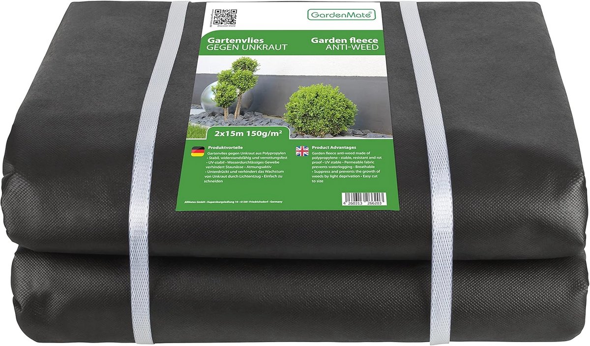 Anti-Onkruiddoek 150 g/m² - Scheurvast, Waterdoorlatend Gronddoek 2m x 15m