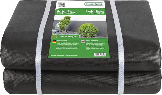 GardenMate Worteldoek 150g/m² - anti-onkruiddoek - scheurvast gronddoek - waterdoorlatend - 2mx10m = 20m²