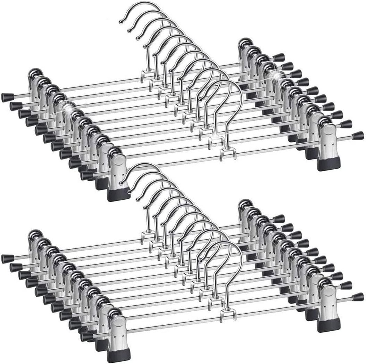 Metalen broekhangers met antislip clips - Ruimtebesparend en verstelbaar (50 stuks)